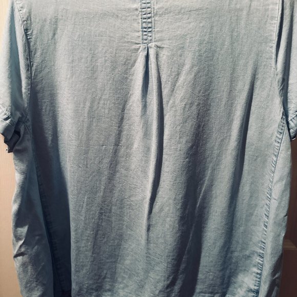 J. JILL DENIM TUNIC TOP SHORT SLEEVE ROUND NECK FRONT POCKET SIZE Large - Picture 2 of 6